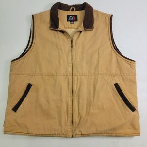 Weather Tamer‎ Canvas Warm Work Vest Jacket Men's Sz XL Tan Sherpa Lined Trucker